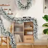 Navidad Transfronteriza Temu Popular Navidad Artificial Flocado Ratán Pe Decoración de Escalera Corona Colgante Puerta Principal