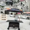 Carrito de puesto móvil con tablero grande, altura ajustable, plegable, carrito portátil para snacks al aire libre, carrito de camping, carrito empujado a mano