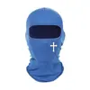 Balaclava de Lycra com bordas pretas, estampa de cruz transfronteiriça, máscara facial à prova de vento