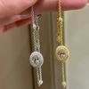 Nova Pulseira Escovada com Diamantes Brilhantes Cor de Ovo de Pombo Simples Versátil Estilo Retrô de Tribunal Feminino Pulseira Retrátil Transmissão ao Vivo