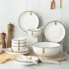 Cuencos Domésticos de Color Bajo Esmalte, Antideslizantes, Vajilla Cerámica de Lujo Ligero, Juego de Cuencos y Platos, Bol para Arroz, Plato, Bol para Fideos, Plato para Pescado, Regalo al por Mayor