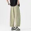 Pantalones finos de verano para hombre, pantalones balloon cropped para hombre, pantalones casuales de algodón puro, pantalones de pierna recta, pantalones holgados para hombre con buena caída.