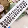Uñas Postizas Combinadas Ojo de Gato Color Sólido Usables, Uñas de Manicura Color Sólido Blanqueadoras y de Alta Gama, Almendras Largas Removibles (30 piezas)