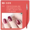 Conjunto de Pincéis para Unhas de Manicure Cabo de Madeira Caneta para Desenho de Linha de Puxar para Iniciantes Caneta Universal Fan-Shaped Sawtooth para Terapia de Luz Gradiente 15 Peças