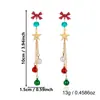 Aretes de campana de árbol de Navidad en espiral verde fresco estilo bosque, aretes colgantes festivos de borla y cuentas para fiesta, acogedores para mujer