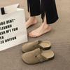 Sapatos Femininos 2024 Novos Primavera e Verão Sola Grossa Versáteis Estilo Birkenstock Bico Fechado Mule Slip-On para Uso Externo