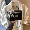 Bolso Caja Texturizado Color Sólido plateado Bolso de Mujer Moda de Alta Gama Estilo Chanel Romboidal Cadena Bolso Cruzado Bolso Pequeño