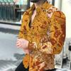 23 Camisa de Primavera Ropa Exterior para Hombre Amazon Europeo y Americano Camisa Estampada para Hombre Cárdigan para Hombre Camisa de Manga Larga para Hombre Venta al por Mayor para Hombre