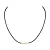 Collar Negro de Cuero Trenzado con Colgante Dorado para Mujer, Cordón de Cuero Pequeño con Colgante de Cadena para Hombre, Accesorios de Collar de Cordón de Cuero Encerado