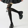 Meias Brancas Acima do Joelho para Mulheres, Estilo Jk com Laços, Meias Finas Transparentes, Meias Longas Estilo Escola Japonesa, Modelos de Primavera e Verão