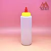 Garrafa Redonda Reta Personalizada de 250ml em LDPE, Boca Larga 38-400, Bico Pontiagudo, Garrafa para Ketchup e Condimentos, Operação com Uma Mão Sem Sujar