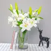 Lírio Perfumado Artificial de 3 Cabeças com Toque Real Decoração de Chão para Casa Lírio Artificial com Toque Real Orquídea Tigre atacado