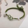 Pulsera de Hebilla de Anillo de Estilo Étnico para Mujer Pulsera de Hebilla Ping An Pulsera de Jade Imitación Pulsera Simple Ajustable de Nicho