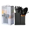 Conjunto de Utensílios de Cozinha de Silicone Conjunto de 19 Peças Colher de Cozinhar Espátula Faca Balde de Armazenamento Cabo de Madeira Utensílio de Cozinha Conjunto de 12 Peças Ferramentas de Cozinha