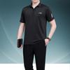 Novo Conjunto Esportivo Casual de Verão 2021 para Homens de Meia-Idade e Idosos, Calça de Seda Gelada de Manga Curta para o Papai