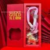 Llavero Dorado Caja de Regalo Colgante Año del Caballo Oro Puro 999 Riqueza Instantánea Decoración de Mochila Bolsa de la Suerte de Tiktok Regalo
