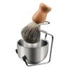 Tazón y Soporte para Crema de Afeitar Manual Antiguo para Hombre, Tazón para Espuma de Barba, Cepillo para Barba, Soporte de Acero Inoxidable
