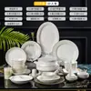 Platos Traje Hogar Jingdezhen Fábrica de Origen Simple Porcelana Ósea Vajilla Tazón Palillos Combinación Regalo Venta al por Mayor Plato de Cena