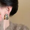 Pendientes Nuevos de Otoño e Invierno Estilo Maillard Marrón Estampado de Leopardo Forma de C con Clips para Orejas de Pelo de Caballo Sintético, Pendientes de Moda de Alta Gama y Elegantes