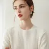 Nuevo jersey de punto trenzado para mujer de cachemir puro, corte holgado, cuello redondo, manga corta, simple, casual, versátil