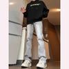 Pantalones Jeans Curvos de Hoja de Sauce de Moda para Hombres y Mujeres, Pantalones con Estilo High Street Americano, Pantalones Rectos Acampanados Elásticos Adelgazantes