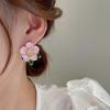 Pendientes de flor de aguja de plata s925, elegantes, combinables con todo, de celebridades de Internet, estilo coreano para mujer, diseño de alta gama, sencillos.