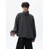 Sudadera con media cremallera y cuello alto estilo Old Money para hombre, talla grande, holgada, marca de moda, primavera/otoño, estilo perezoso, jersey sin capucha, top