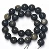 Fábrica directa obsidiana plateada natural cuentas sueltas diy cuentas redondas pulsera accesorios de joyería explosiones transfronterizas mayoreo