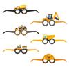 Decoración de fiesta de cumpleaños infantil forma de coche de construcción excavadora camión volquete gafas de papel venta al por mayor personalización