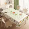 Toalha de Mesa com Tema de Vegetais Impermeável à Prova de Óleo Lavável Novo Modelo 2026 Desenho Animado de Alta Qualidade Atmosfera Toalha para Mesa de Centro Retangular