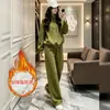 Sudadera con media cremallera, traje deportivo casual para mujer, nuevo estilo otoño e invierno 2026, conjunto de dos piezas con sudadera afelpada y pantalones anchos holgados