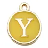 Accesorios para Joyería DIY Aceite de Goteo Amarillo Doble Cara Colgante de Letra Inglesa Aleación de Zinc Colgante Creativo para Pulsera Llavero