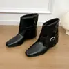 Otoño 2026 Nuevo Llegada Punta Puntiaguda Tacón Grueso Tacón Bajo Botines Cortos Ropa Exterior para Mujer Hebilla de Cinturón Zapatos de Tacón Bajo Botines Cortos