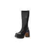 Botas de Malha com Salto Ultra Alto de 11,5cm e Plataforma Grossa, Sandálias de Cano Alto com Salto Bloco Plataforma Grossa e Bico Redondo, Novo Estilo Verão 2026