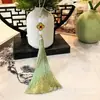Venta Directa de Fábrica Colgante de Borla de Trébol de Cuatro Hojas Cloisonné Estilo Chino Hanfu Botón a Presión Línea Fina Borla Vertical Accesorio