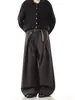 Calça Plissada de Cintura Alta com Efeito de Caimento, Estilo Old Money, Padrão Xadrez Houndstooth, Linha A, Resistente a Amassados, Levemente Flare, Perna Reta, Calça Larga Business Casual