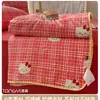 Conjunto de Colcha de Verão Quatro Peças Estilo Fair Isle Desenho Animado, Lavável à Máquina, Colcha Fina de Verão para Crianças, Dormitório de Estudante, Ar Condicionado