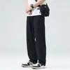 Jeans de Perna Reta Primavera e Outono Masculino e Feminino Soltos High Street Marca Tendência Lavado Calças de Perna Larga Emagrecedoras Versátil Preto Calças Casuais