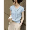 Processamento OEM xale falso de duas peças feminino malha de seda gelada com manga curta blusa de moda verão 2026