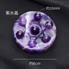 Base de Disco de Cristal Rosa Morado Blanco Adornos de Matriz de Siete Estrellas Bola de Cristal Natural Decoración para el Hogar y la Oficina Adornos