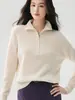 Suéter de Cachemira de Color Sólido para Mujer Invierno Nueva Llegada Solapa Media Cremallera Holgado Grueso Abrigo Suéter de Punto Casual