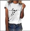 Fora da Europa e dos Estados Unidos Nova Camisa Base Casual Solta de Manga Curta Camiseta Estampada de Manga Curta Feminina 2