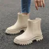 Nuevas Botas de Lluvia de PVC de Moda Transfronterizas de Caña Corta para Mujer, Forradas de Felpa Cálida, Antideslizantes, Calzado de Agua, Botas, Cubrezapatos Impermeables, Botas de Lluvia