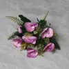 Flores Artificiais com 7 Cabeças, Orquídeas Borboleta em Cores de Outono, Arranjos de Flores Artificiais para Decoração de Casa, Celebrações de Casamento, Atacado de Fabricantes, Adereços de Fotografia