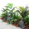 Venta al por mayor spot combinación de plantas verdes artificiales macetero exterior departamento de ventas de calle comercial canaleta para flores decoración de ventana cuadrada