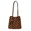 Bolsa Tote Elegante com Estampa de Bolinhas 2026 Nova Chegada Outono Feminina Grande Capacidade Camurça Ombro Único de Mão
