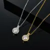Collar Colgante de Princesa Redondo de Moissanita de Moda para Mujer, Cadena para Clavícula Simple y Versátil, Venta al por Mayor, Popular en Transmisiones en Vivo de TikTok