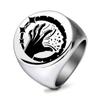 Anillo Redondo de 22 mm Grabado con Láser de Venta Caliente Transfronteriza Europea y Americana, Tendencia de Moda Vintage de Personalidad al por Mayor