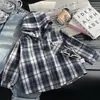 Camisas Xadrez com Capuz para Meninos Primavera e Outono, Tops de Manga Longa para Passeio, Roupas de Outono para Crianças, Roupas de Outono Estilo Coreano para Crianças de Tamanho Médio e Grande