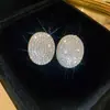 Brincos de Pérola Irregulares Redondos Cravejados de Zircônia Super Brilhantes, Brincos de Luxo Leve e de Alta Qualidade, Acessórios de Orelha Exquisitos e Modernos no Estilo Francês